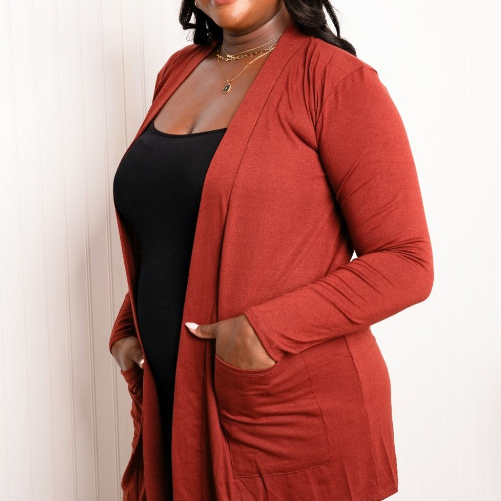 Zenana Full Size Open Front Top with Pockets
